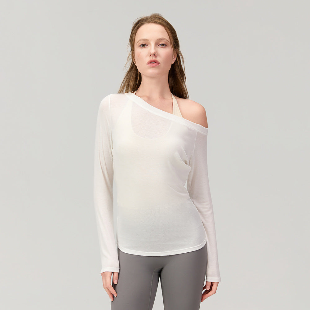 Women's Black Off-Shoulder Long-Sleeve Top
