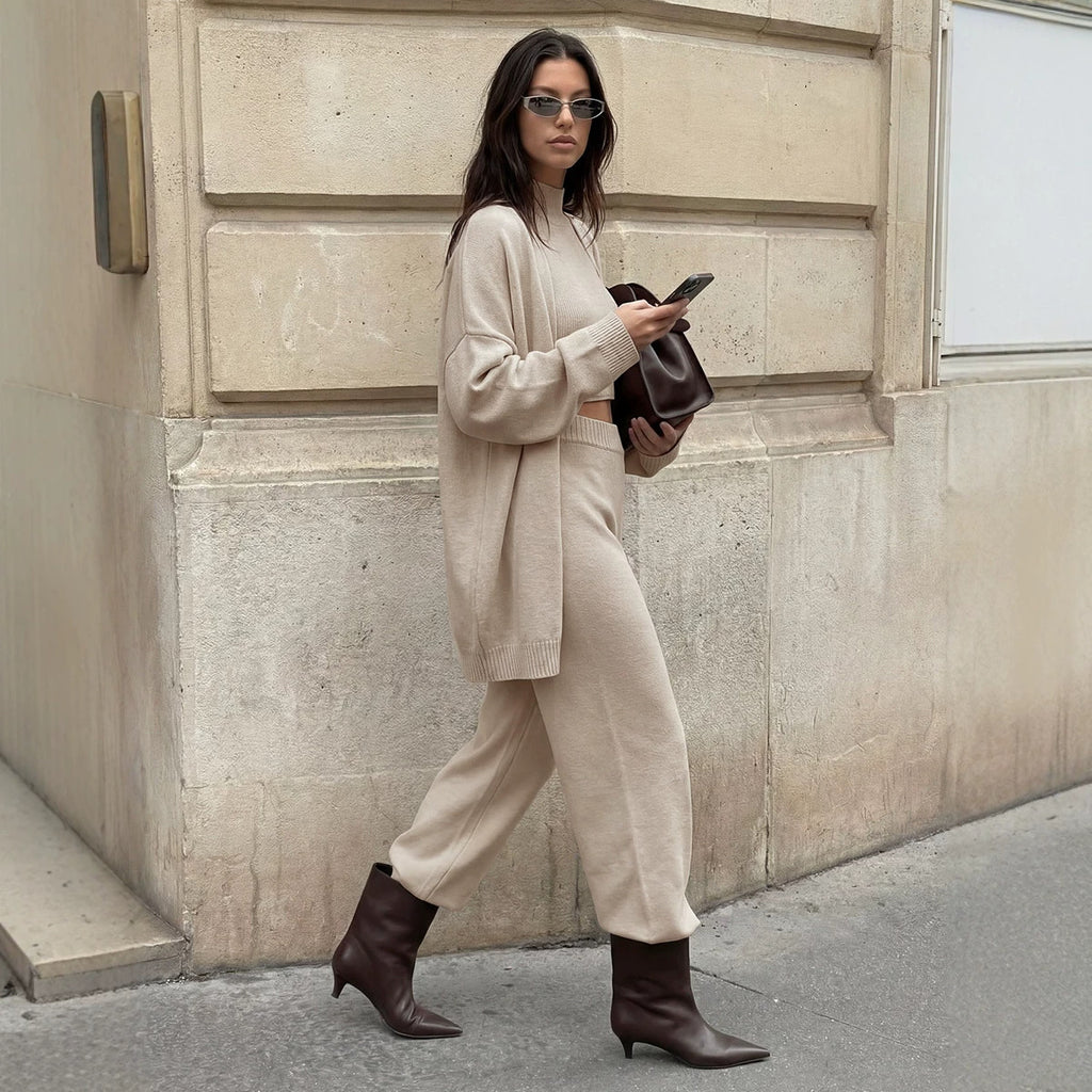 Women's Knit Vest & Wide-Leg Pants Set