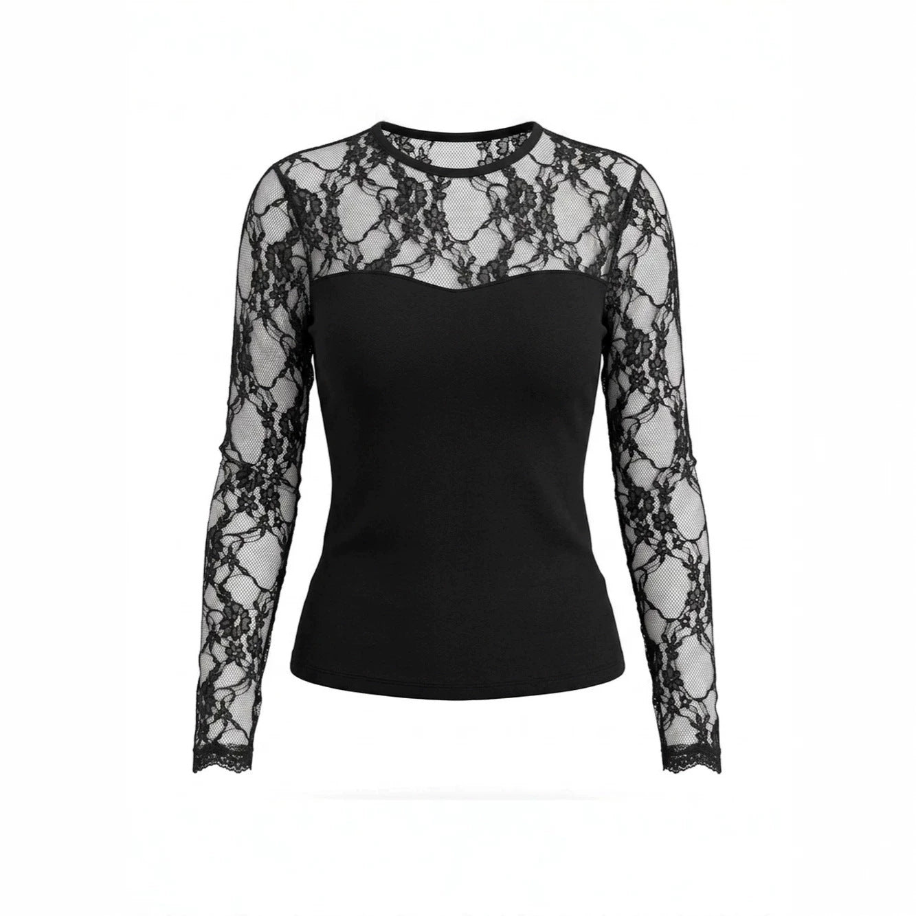 Women Clothing Lace Knitted Top Mesh Hollow Out CO Slim Fit