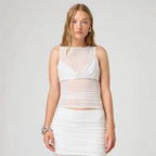 Women's 's Top Solid Color See Through Mesh Bottoming Shirt
