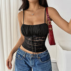 's Slim Fit Solid Color Lace Camisole