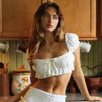 Women's Spring Cropped T Shirt Women Street Ultra Short Puff Sleeve Spaghetti Strap Camisole Top