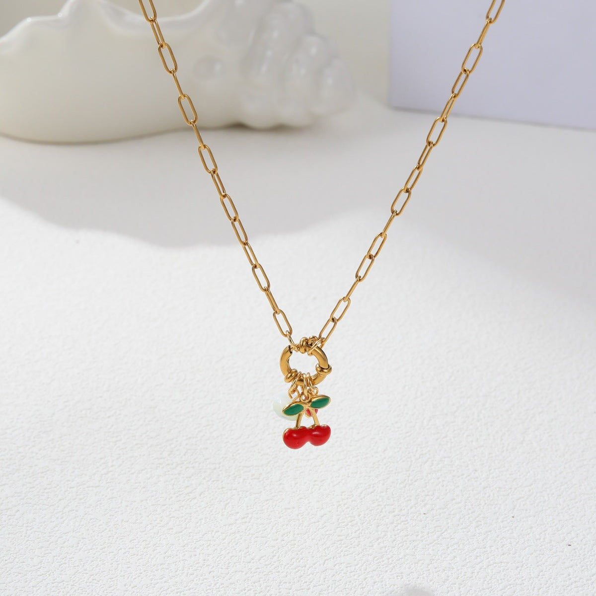 Red Cherry Stainless Steel Necklace