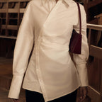 Cotton White Collared Long Sleeve Waist Shirt