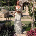 Women's Winter V Neck Ruffled Coordinated Two-Piece Set