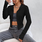 Street Zipper Cardigan Outerwear Long Sleeved Top Women