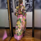 Women Printing Elegant Young Long Sleeve Skirt Two Piece Set