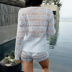 Women's Clothes Casual Holiday Hollow Out Cutout Out Cardigan Top Spring