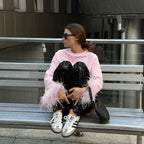 Feather-Stitching Long-Sleeve T-Shirt