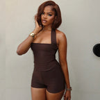 Women's Halter Top & High-Waist Pants Set