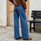 Women's Rivet Wide-Leg High-Waist Jeans