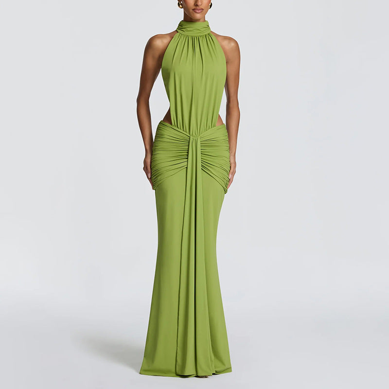 Women's High-Neck Backless Sheath Dress