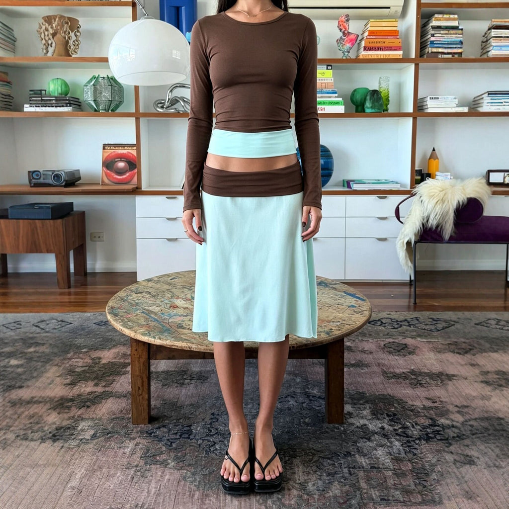 Women's Open-Waist Top and A-Line Skirt Set