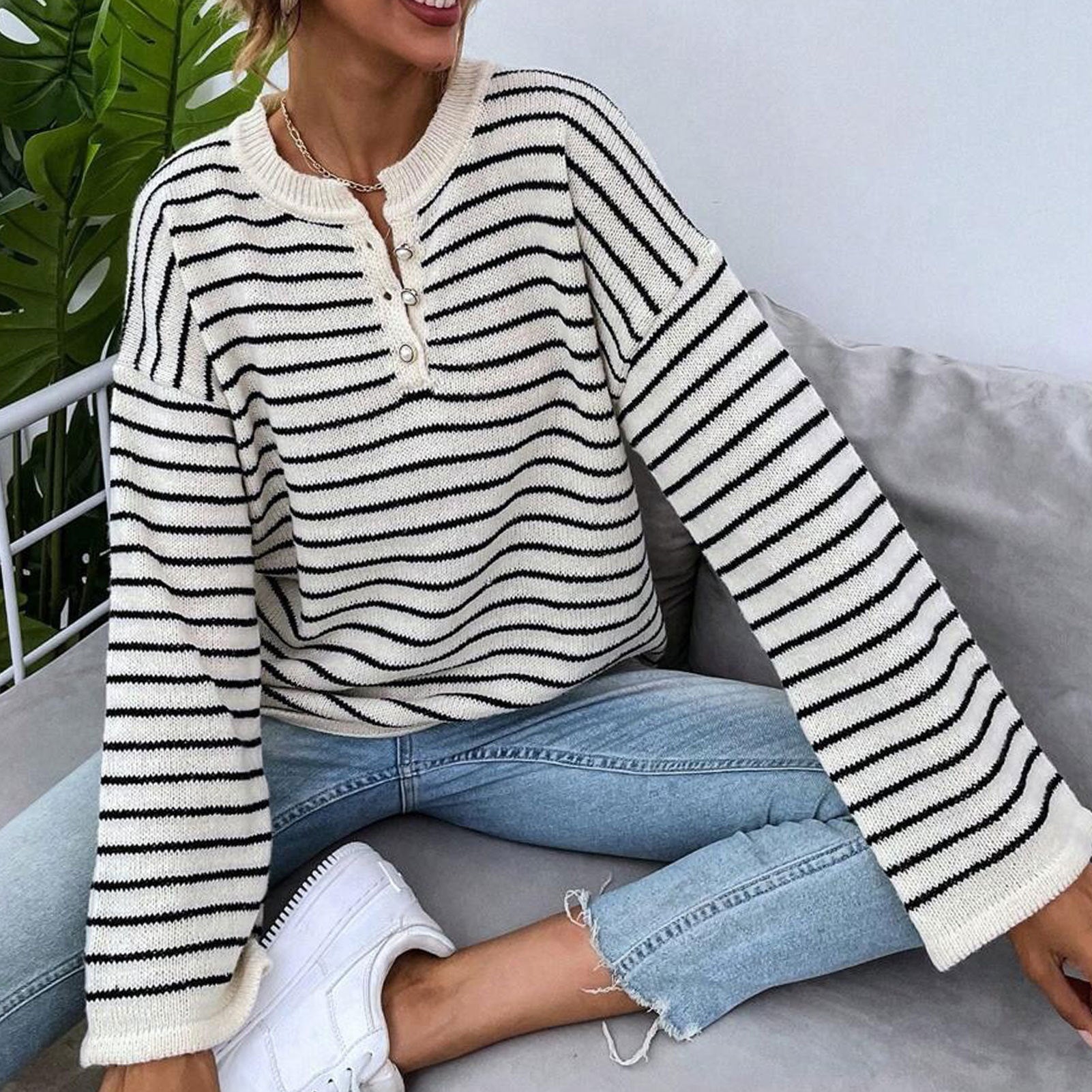 Women's Striped Knit Sweater