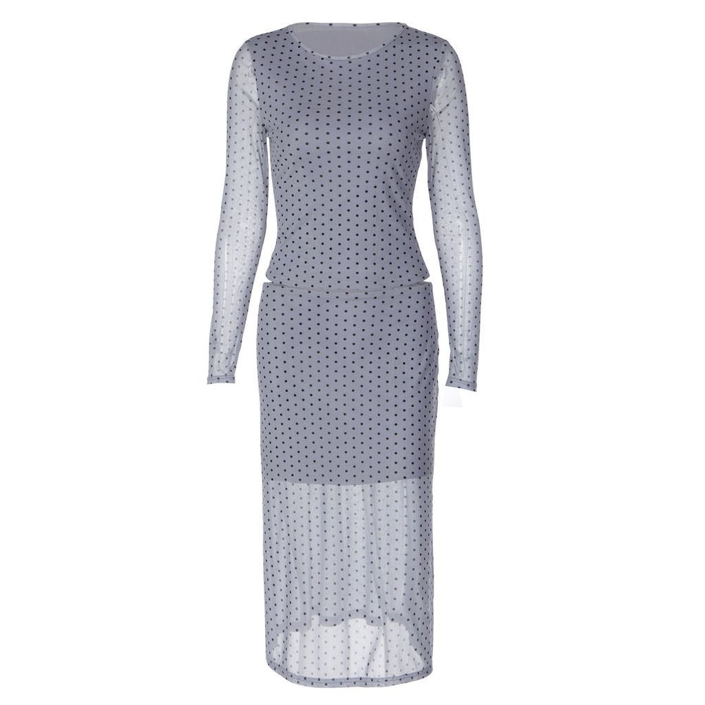 Women's Mesh Lace Top And Skirt Set