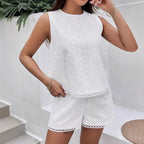 Embroidered Vest & Shorts Set