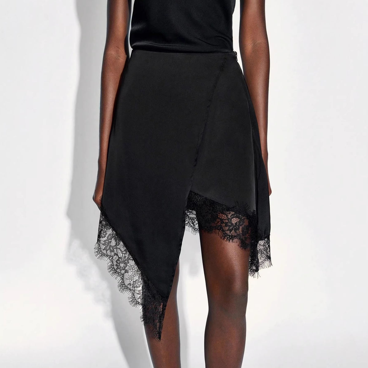 Snowflake Silk Asymmetric A-Line Skirt
