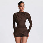 Women's Pleated Long-Sleeve Romper