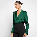 Women's Satin Faux Silk Shirt