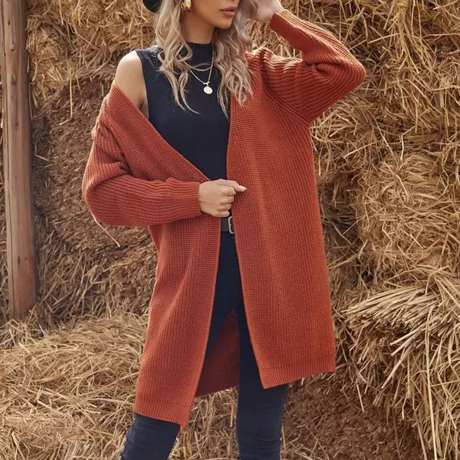 Women's Long Knit Cardigan Coat