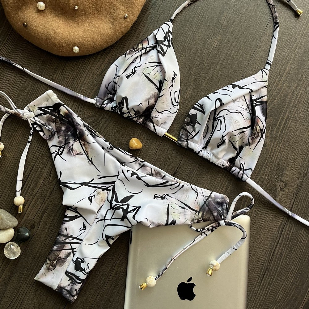 Printed Split Bikini Swimwear