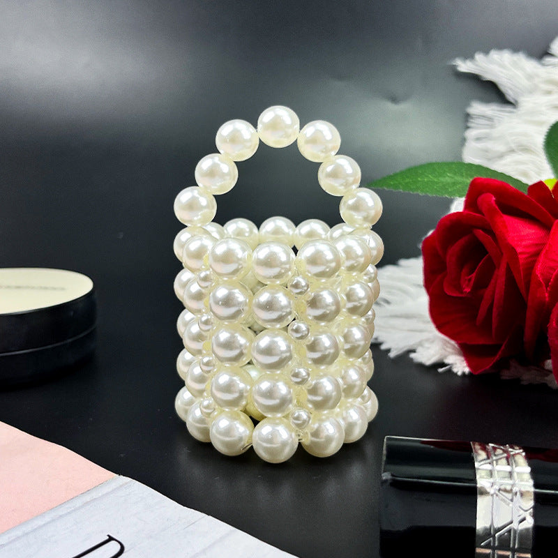 Women's Pearl Beaded Makeup Brush Bag