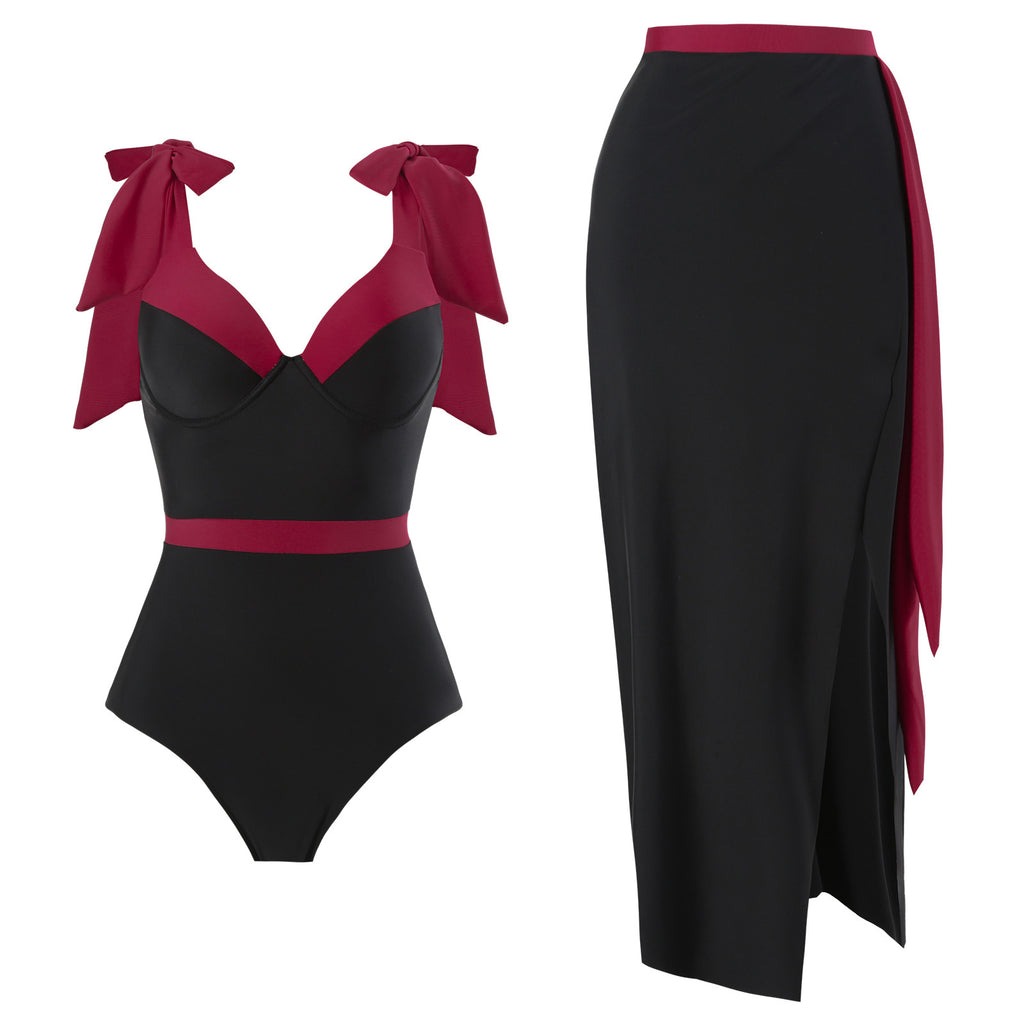 Solid Color One-piece Swimwear