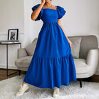 Off-Shoulder Ruffle-Sleeve A-Line Maxi Dress