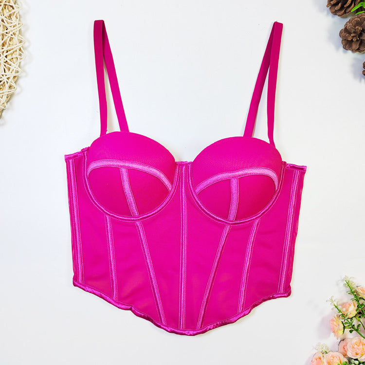 Girls Bare Back Sling Nightclub Bar Corset Boning Corset Mesh