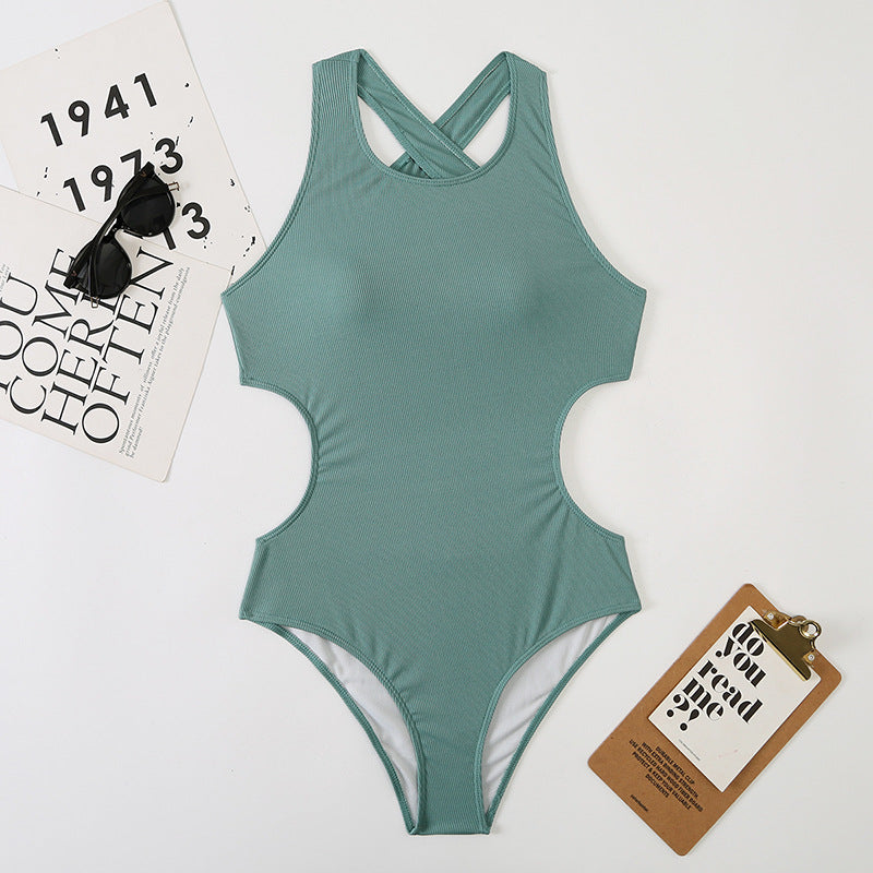 Solid One-piece Swimwear