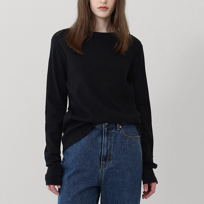 Women's T-Shirt Thread Texture Inner Wear Outer Wear Basic T-Shirt