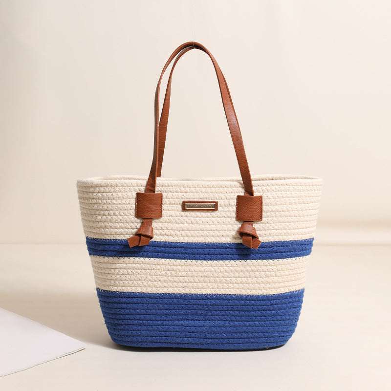 Leather Knot Cotton Thread Stitching Light Blue