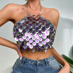 Women's Sequin Halter Vest Top