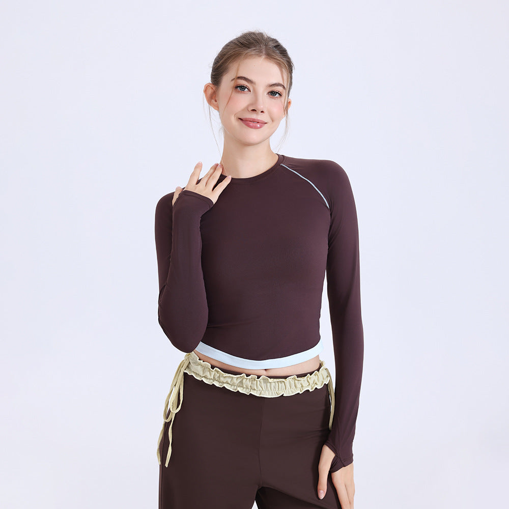 Women's Contrast Long-Sleeve Yoga Top