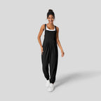 Women’s Pleated Ankle-Tie Suspender Jumpsuit
