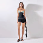 Women's Color-Contrast Camisole & Skirt Set