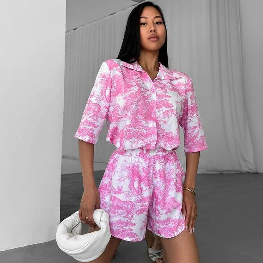 Women's Personalized Printed Cardigan Top Shorts Home Wear Breathable Autumn Winter Cool Suitable For Daily Wear