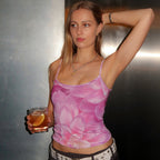 Women’s Pink Floral Printed Crop Camisole