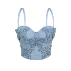 Butterfly Beaded Boning Corset Corset Slim Fit Net Drill Camisole Summer Sexy Wear Boning Corset Top