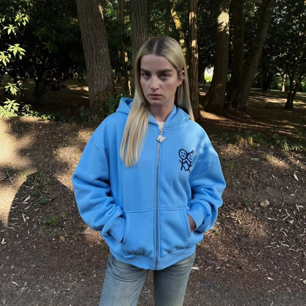 Women's Embroidered Hooded Zip-Up Jacket