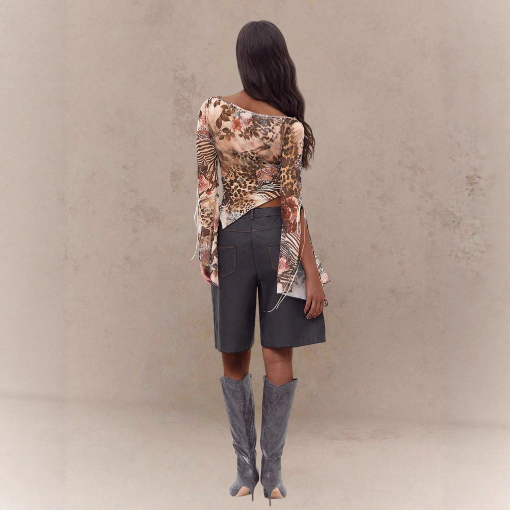 Floral Off-Shoulder Long-Sleeve Top