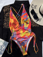 Color Printing One-piece Swimwear