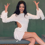 Autumn Cutout Strap Bell Sleeve Sheath High Street Dress for