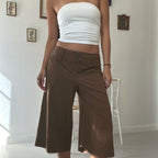 Retro Casual Pocket Maillard Low Waist Straight Short Pants Street Lazy Drooping Wide Leg Pants