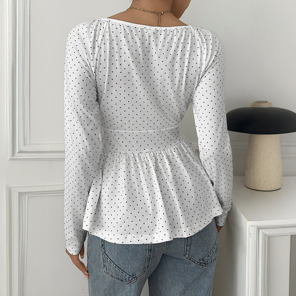 Women's Polka Dot Smocked Top