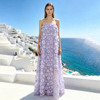 Women's Floral Strapless Maxi Dress