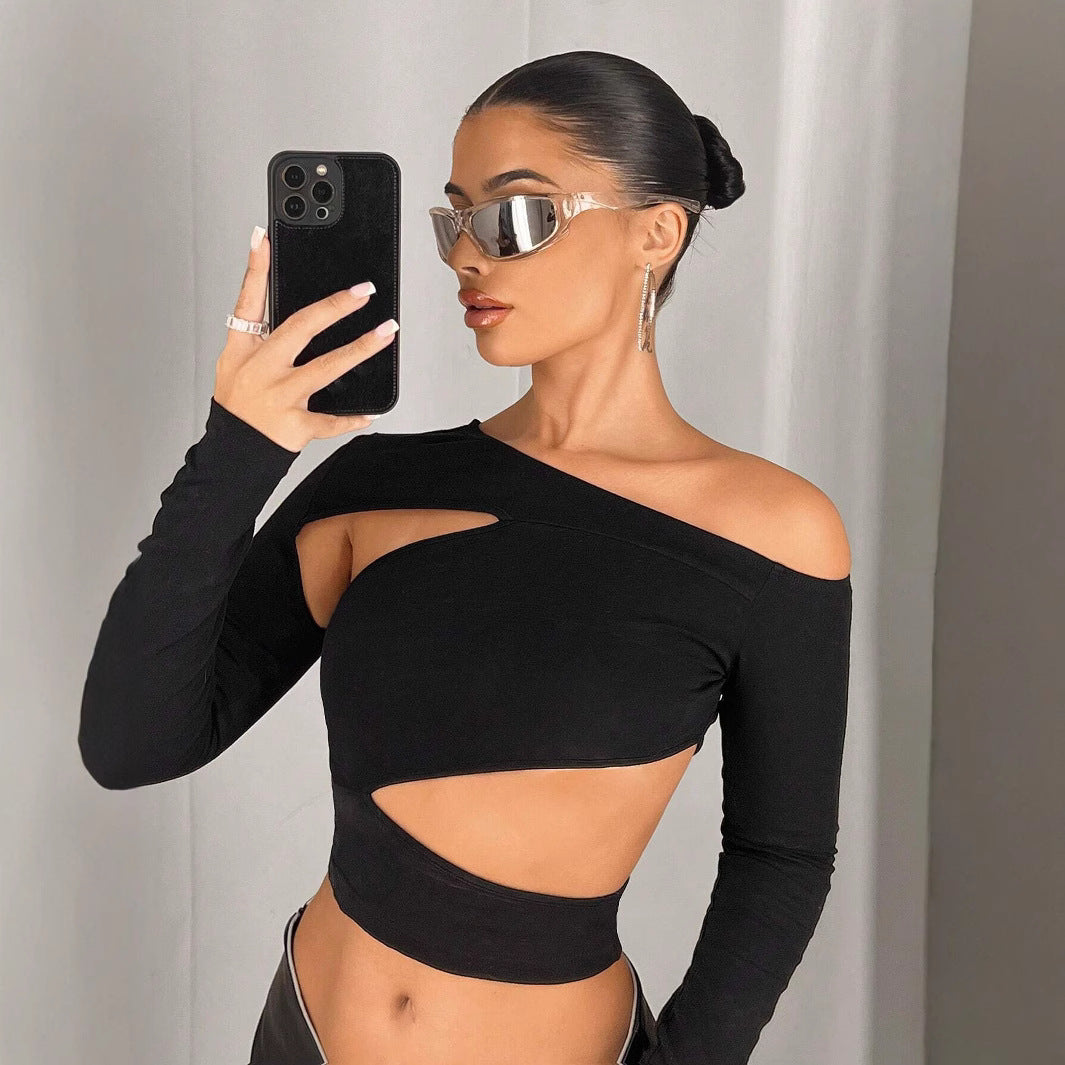 Women's Asymmetric One-Shoulder Long-Sleeve Top