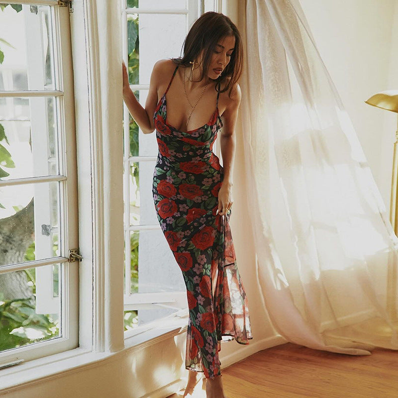 Floral V-Neck Cami Maxi Dress