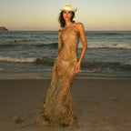 Women's Lace-Trim Animal-Print Maxi Dress