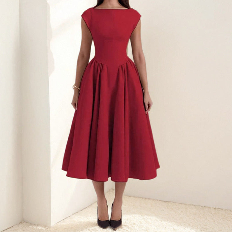 Spring French Elegant Waist Slim Fit Sleeveless Back Cutout Dress